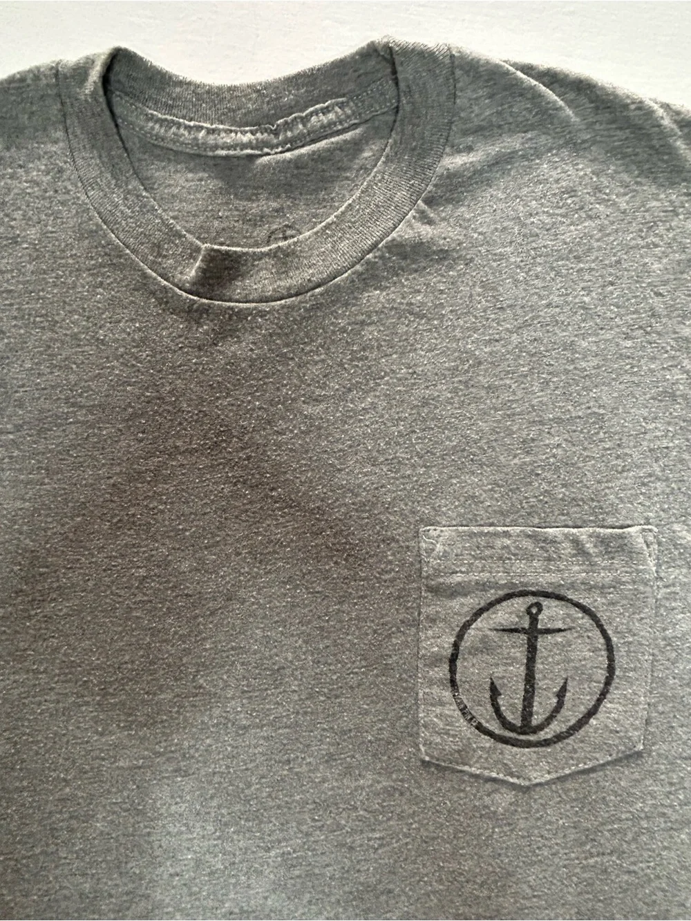 Captain Fin Mens Gray Pocket T Shirt Anchor Logo Surf Skate Tees - Picture 3 of 5